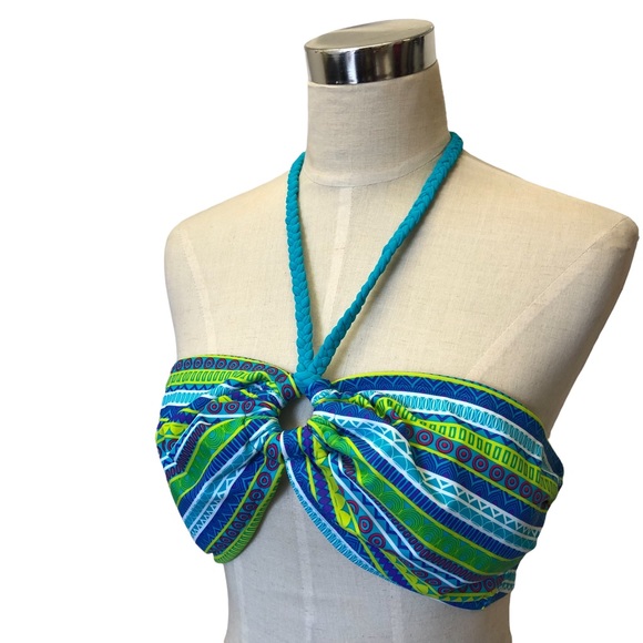 Women Bikini Top Blue Print Size XL - Picture 2 of 3